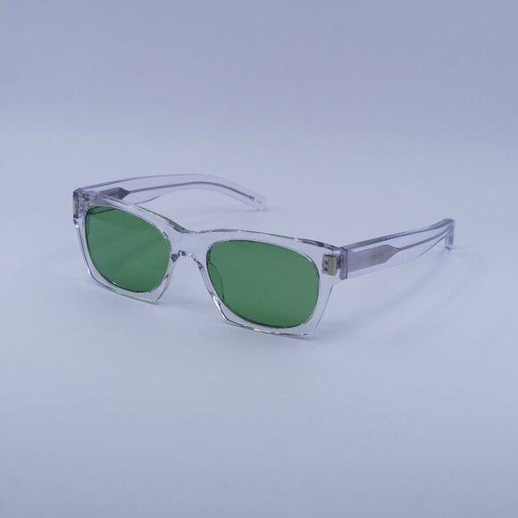 Saint Laurent SL402 008 Sunglasses Transparent Square Frame, Green Lenses - Picture 1 of 12